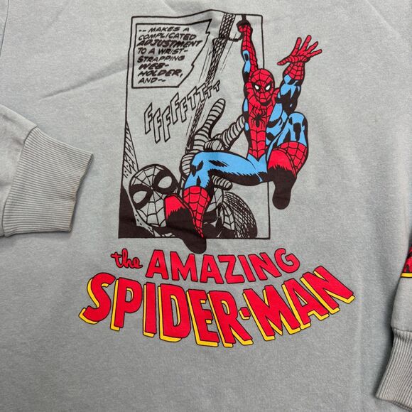 Marvel The Amazing Spider Man Graphic Pullover Sweatshirt Mens XL Teal Crew Neck - Picture 7 of 16